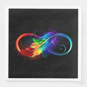 Infinity Symbol with Rainbow Feather Paper Dinner Napkins