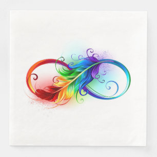 Infinity Symbol with Rainbow Feather Paper Dinner Napkins