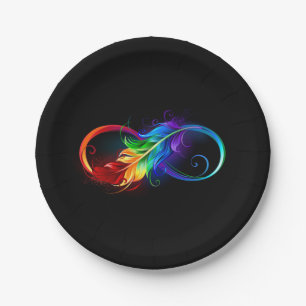 Infinity Symbol with Rainbow Feather Paper Plates