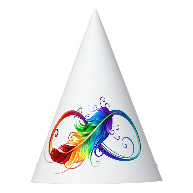 Infinity Symbol with Rainbow Feather Party Hat (Front)