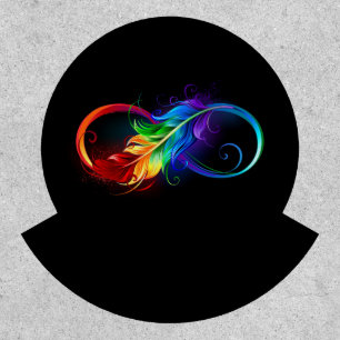 Infinity Symbol with Rainbow Feather Patch