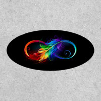 Infinity Symbol with Rainbow Feather