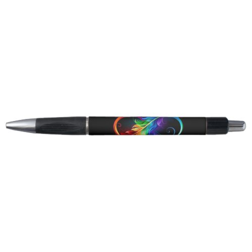 Infinity Symbol with Rainbow Feather Pen