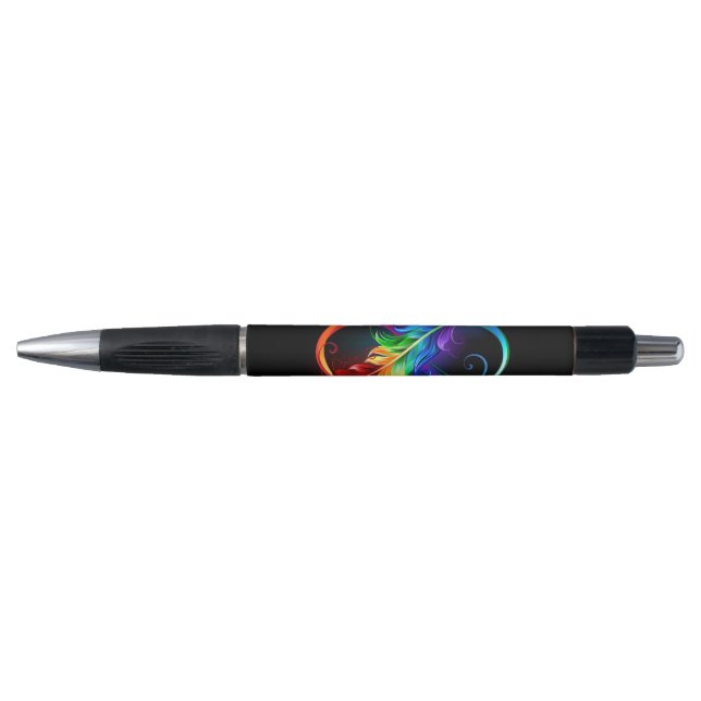 Infinity Symbol with Rainbow Feather Pen (Front)