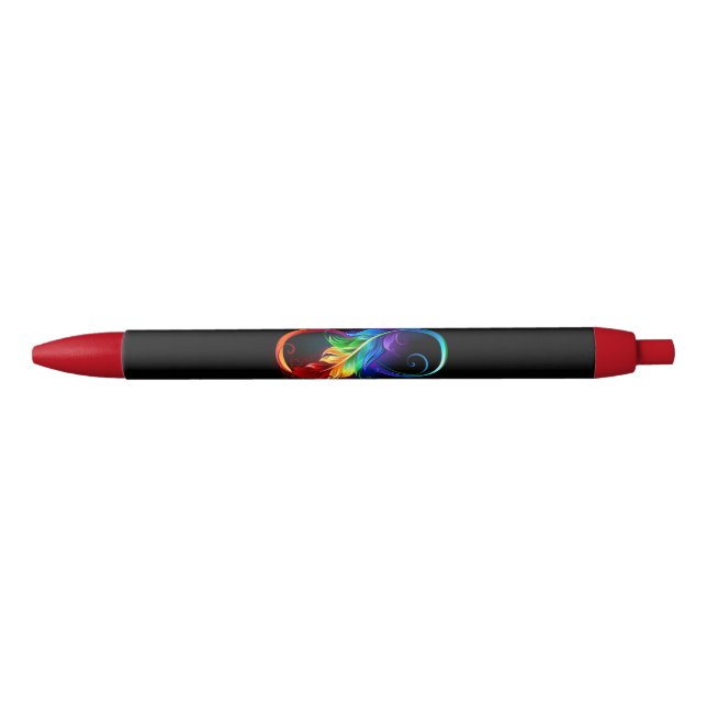 Infinity Symbol with Rainbow Feather Pen (Front)