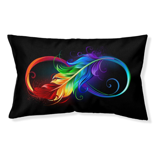 Infinity Symbol with Rainbow Feather Pet Bed (Front)