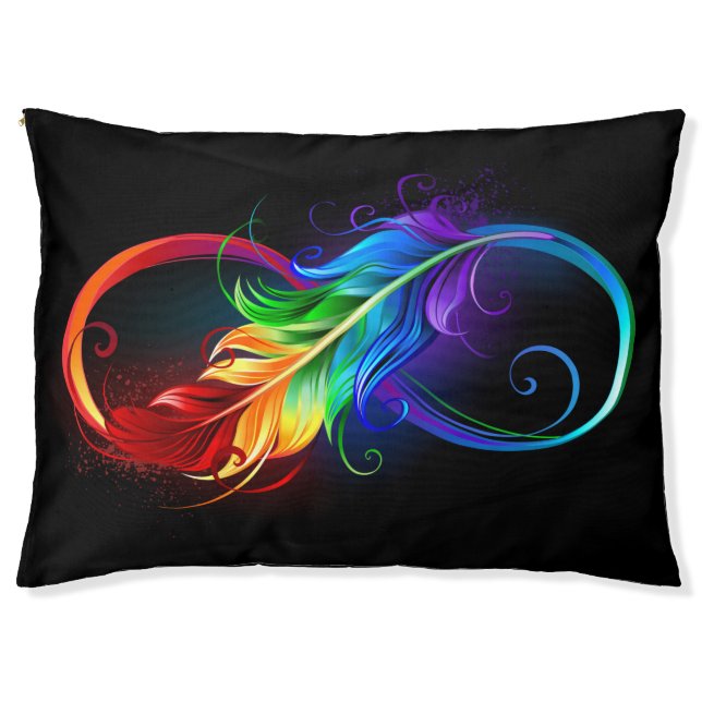 Infinity Symbol with Rainbow Feather Pet Bed (Front)