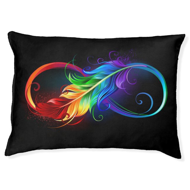 Infinity Symbol with Rainbow Feather Pet Bed (Front)