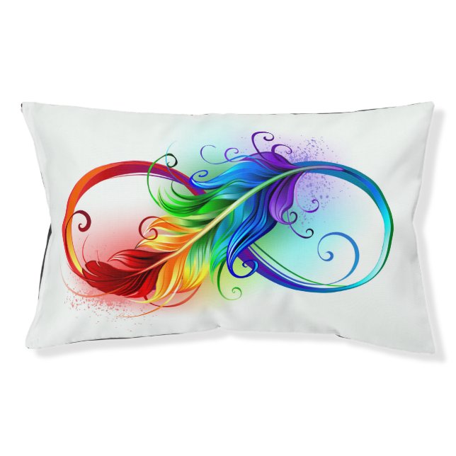 Infinity Symbol with Rainbow Feather Pet Bed (Front)