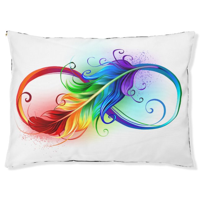 Infinity Symbol with Rainbow Feather Pet Bed (Front)