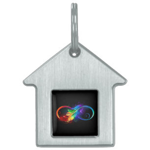 Infinity Symbol with Rainbow Feather Pet ID Tag