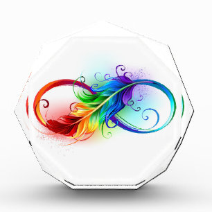 Infinity Symbol with Rainbow Feather Photo Block