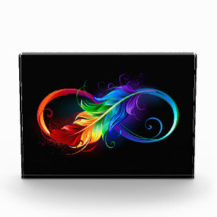 Infinity Symbol with Rainbow Feather Photo Block