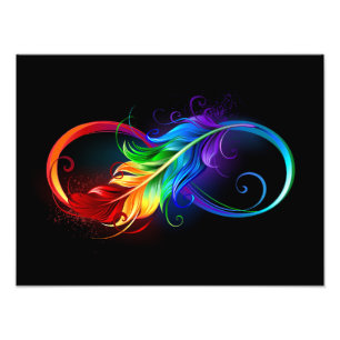 Infinity Symbol with Rainbow Feather Photo Print