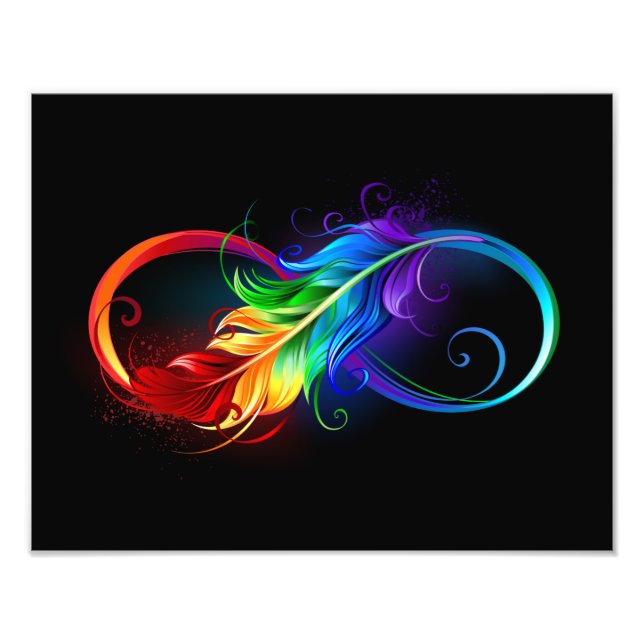 Infinity Symbol with Rainbow Feather Photo Print (Front)