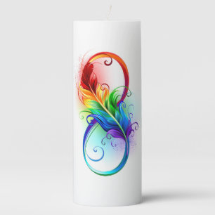 Infinity Symbol with Rainbow Feather Pillar Candle