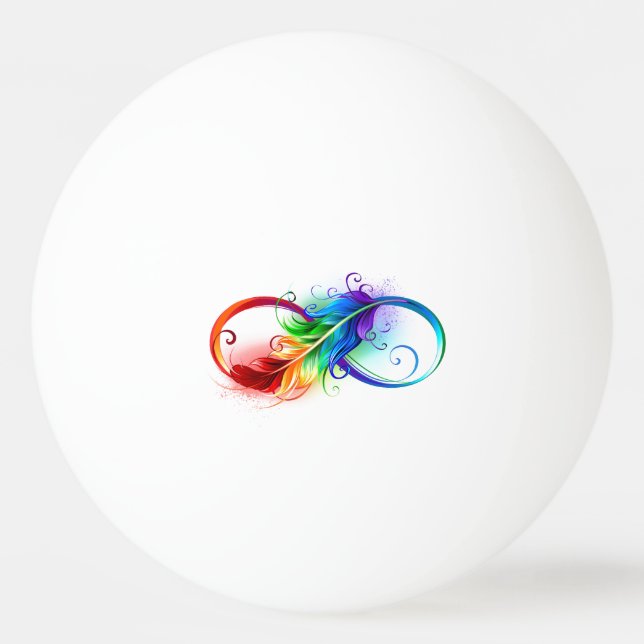 Infinity Symbol with Rainbow Feather Ping Pong Ball (Front)
