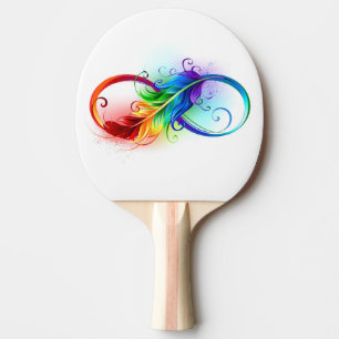 Infinity Symbol with Rainbow Feather Ping Pong Paddle