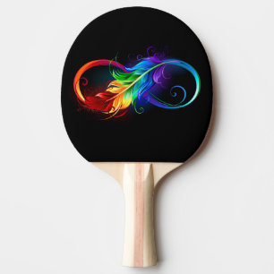 Infinity Symbol with Rainbow Feather Ping Pong Paddle