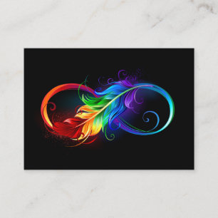 Infinity Symbol with Rainbow Feather Place Card