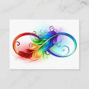 Infinity Symbol with Rainbow Feather Place Card
