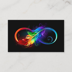 Infinity Symbol with Rainbow Feather Place Card