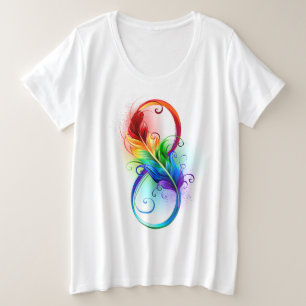 Infinity Symbol with Rainbow Feather Plus Size T-Shirt