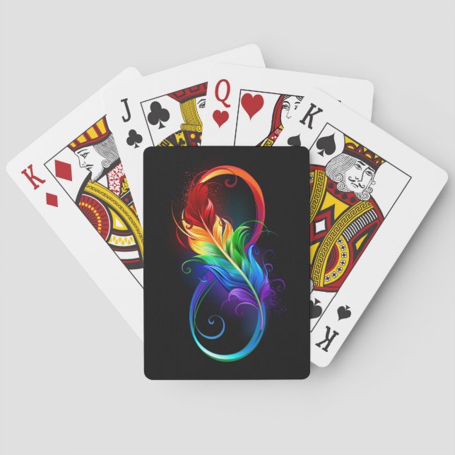 Infinity Symbol with Rainbow Feather Poker Cards (Back)