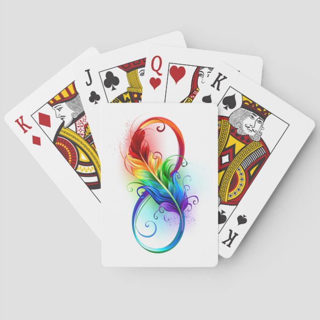 Infinity Symbol with Rainbow Feather Poker Cards (Back)