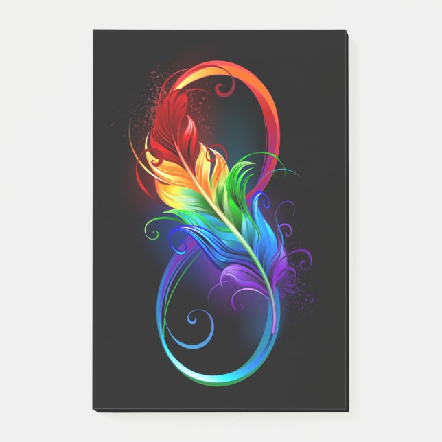 Infinity Symbol with Rainbow Feather Post-it Notes (Front)