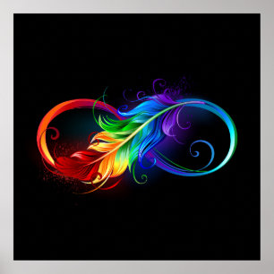Infinity Symbol with Rainbow Feather Poster