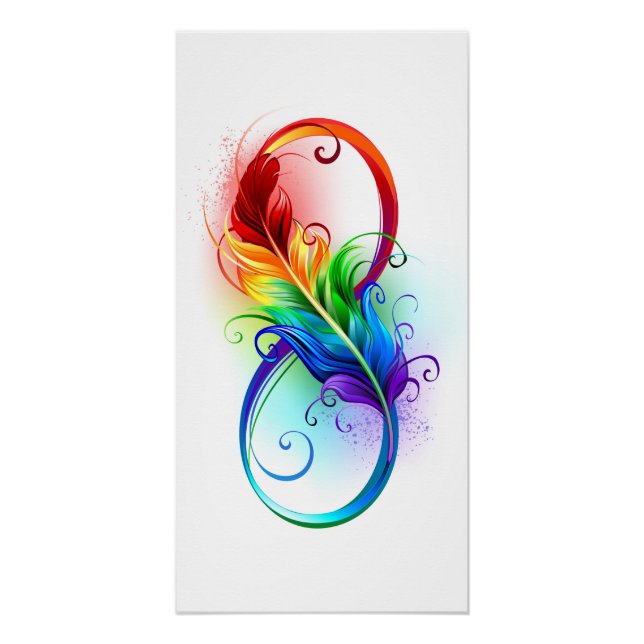 Infinity Symbol with Rainbow Feather Poster (Front)