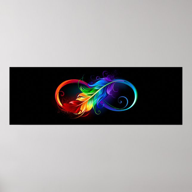 Infinity Symbol with Rainbow Feather Poster (Front)