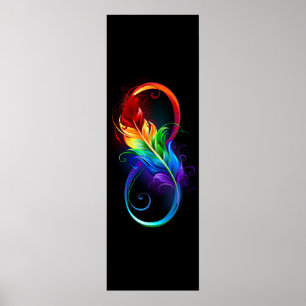 Infinity Symbol with Rainbow Feather Poster
