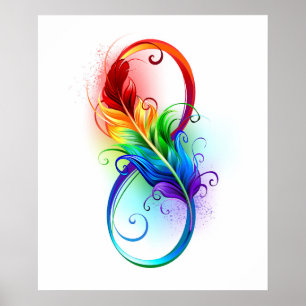 Infinity Symbol with Rainbow Feather Poster