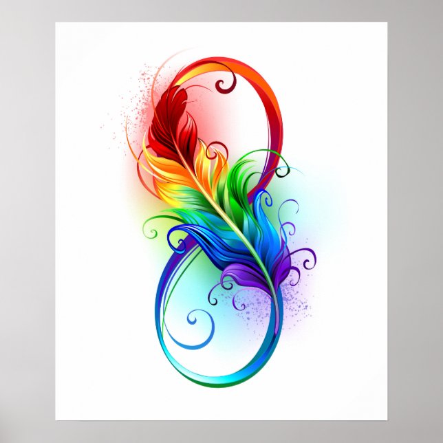 Infinity Symbol with Rainbow Feather Poster (Front)