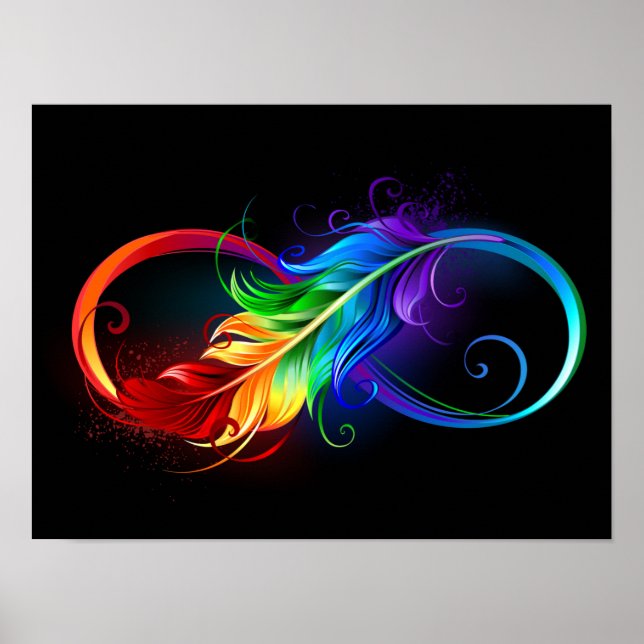 Infinity Symbol with Rainbow Feather Poster (Front)