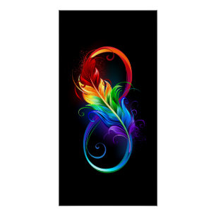 Infinity Symbol with Rainbow Feather Poster