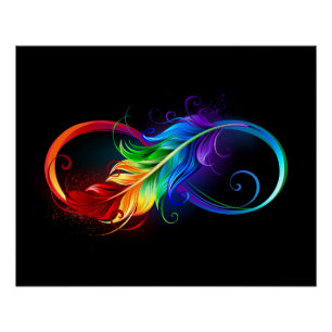 Infinity Symbol with Rainbow Feather Poster
