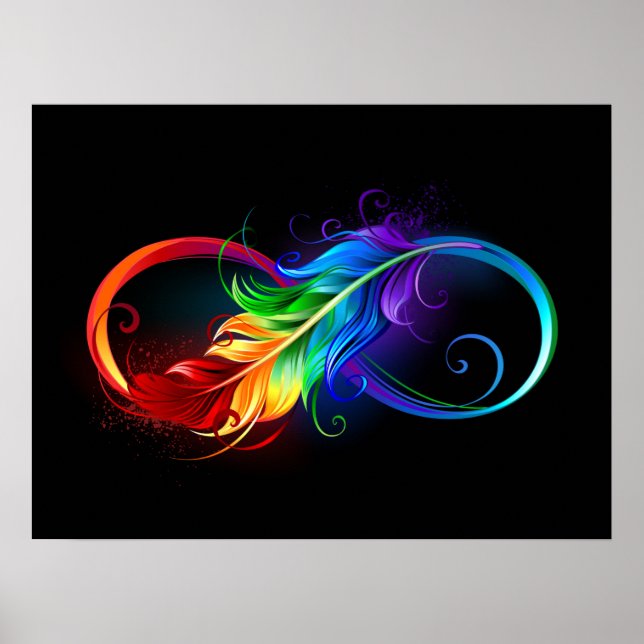Infinity Symbol with Rainbow Feather Poster (Front)