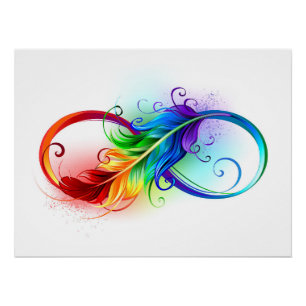 Infinity Symbol with Rainbow Feather Poster