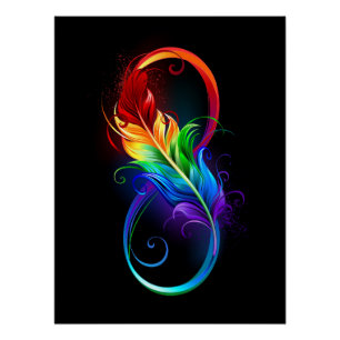 Infinity Symbol with Rainbow Feather Poster