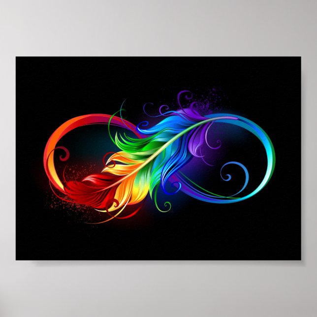 Infinity Symbol with Rainbow Feather Poster (Front)