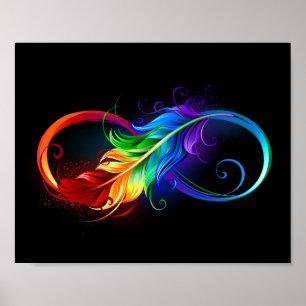 Infinity Symbol with Rainbow Feather Poster