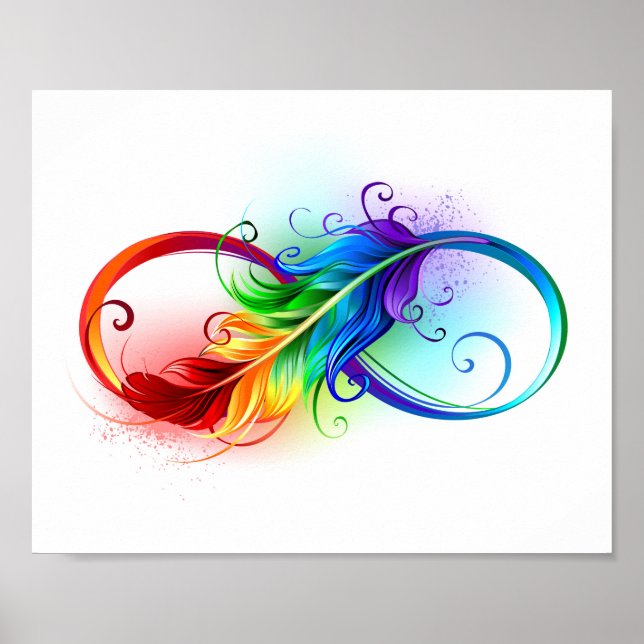 Infinity Symbol with Rainbow Feather Poster (Front)