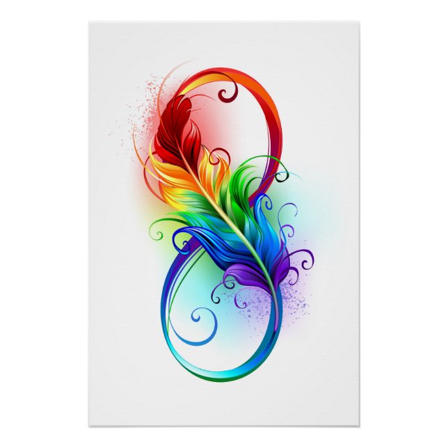 Infinity Symbol with Rainbow Feather Poster (Front)