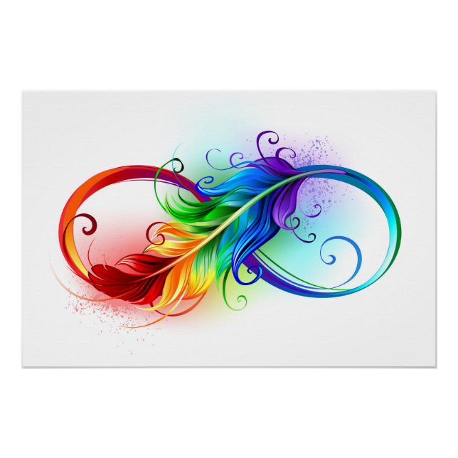 Infinity Symbol with Rainbow Feather Poster (Front)