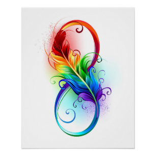 Infinity Symbol with Rainbow Feather Poster