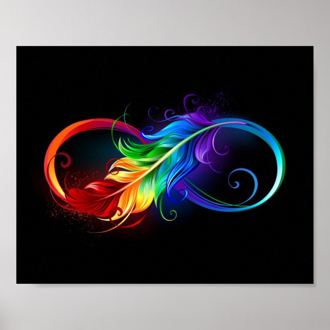 Infinity Symbol with Rainbow Feather Poster (Front)