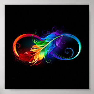 Infinity Symbol with Rainbow Feather Poster
